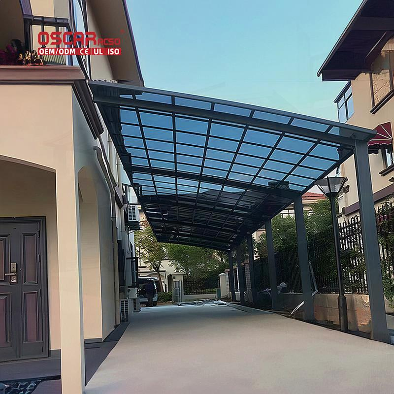 Waterproof Aluminum Alloy Polycarbonate Garage Sun Shed for Outdoor Car Parking Carport
