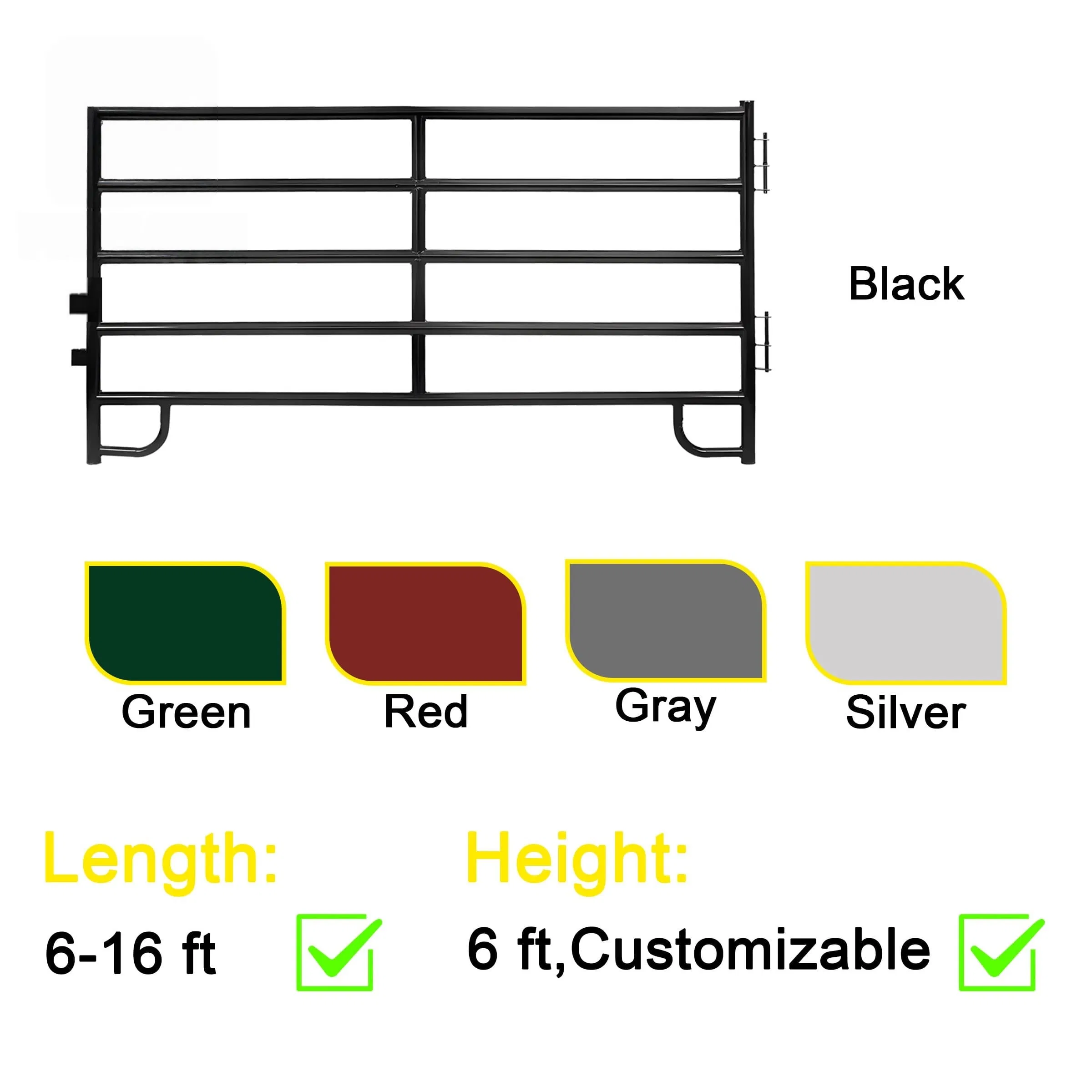 Removable Adjustable Metal Fences Horse Farm Fence Panels Ranch Rail Fencing Galvanized Livestock Panels