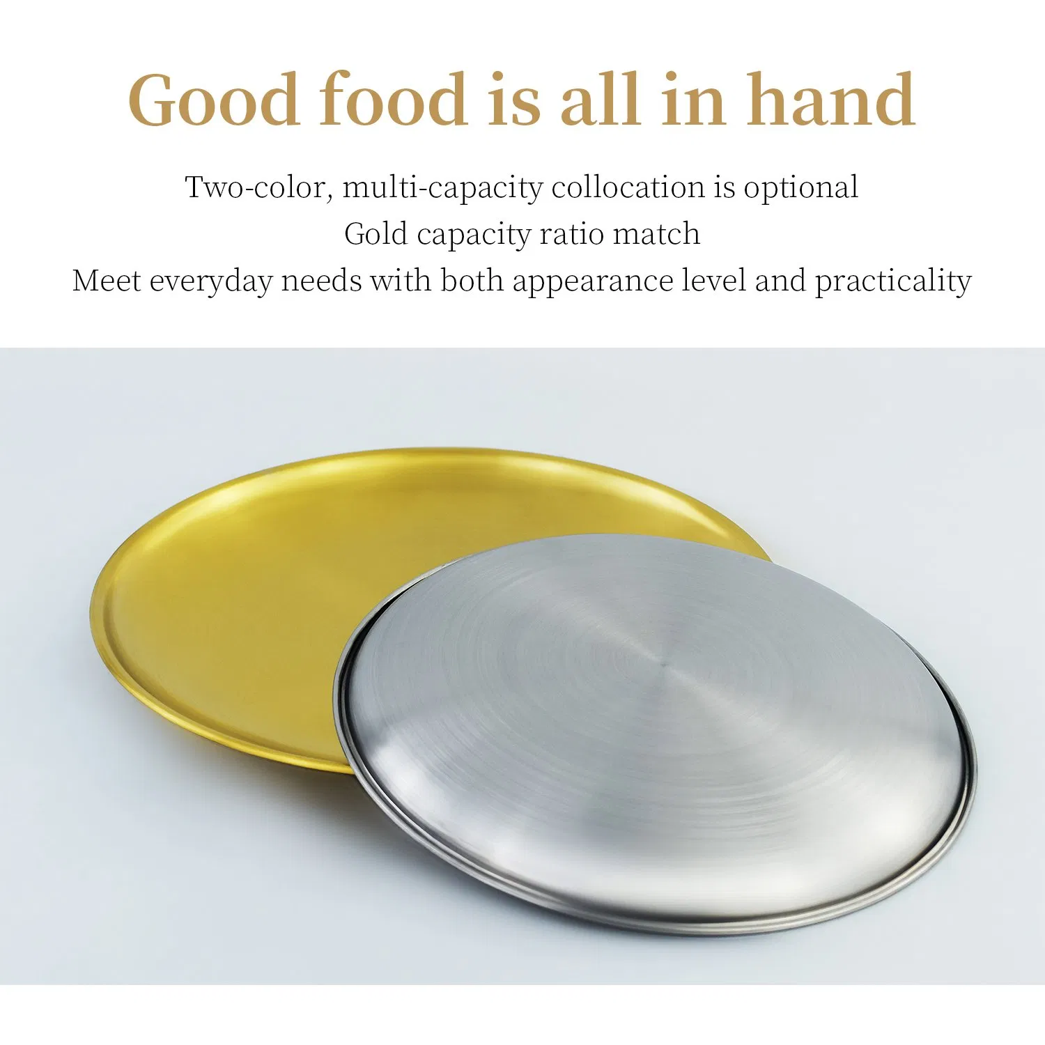 Korean Stainless Steel Golden Vintage Platter Tray