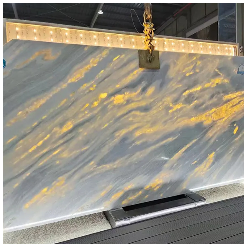 Backlit Blue Crystal Quartzite Slabs