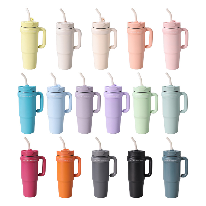 Термокружка 30oz с крышкой-соломинкой, двойные стенки