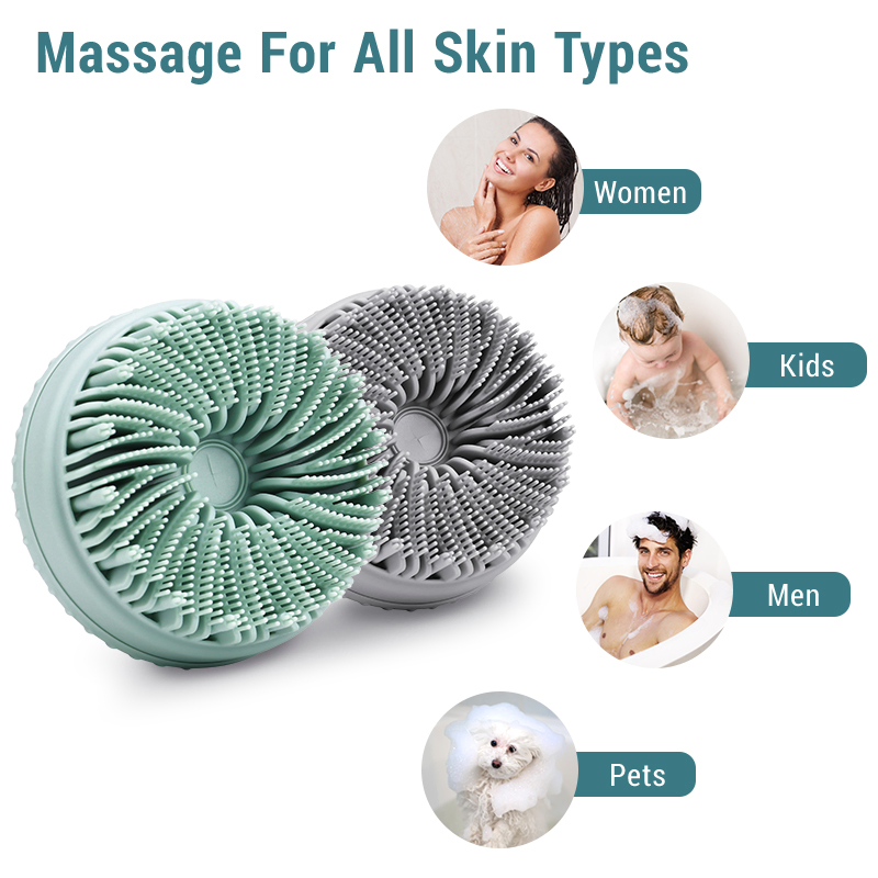 BPA-Free Reusable Silicone Soft Gentle Exfoliating & Lather Well Bath Brush Body Scrubber Fit for Sensitive and All Kinds of Skin, Clean Sanitary, Rapid Foaming