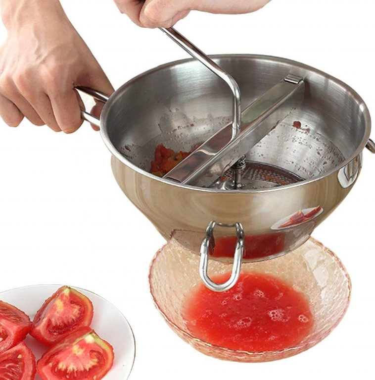 Heavybao Stainless Steel Food Mill with 3 Blades Food Mashing Jam Mill for Restaurant