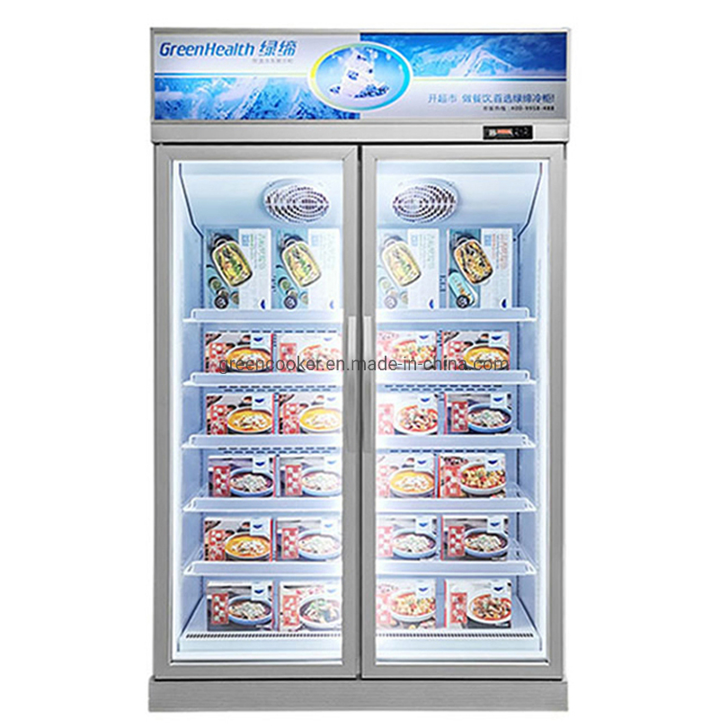 -22 Degree Upright Commercial Display Refrigerator Showcase Ice Cream Glass Door Freezer for Supermarket