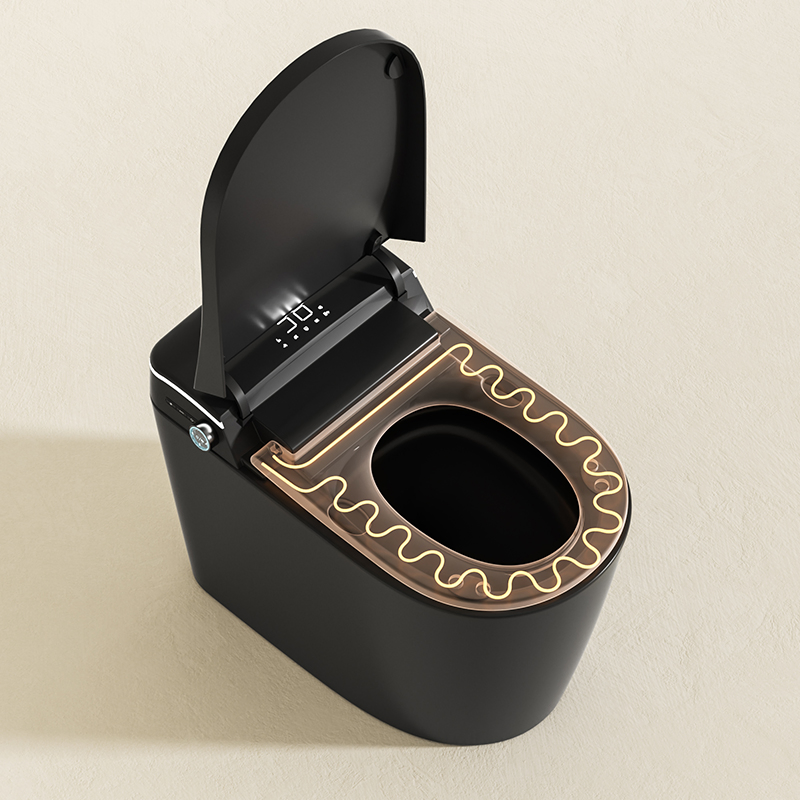 Factory Price Solid Black Smart Toilet Elongated Automatic Electric Toilettes Intelligent Bathroom Ceramic One Piece Smart Wc Toilet Bidet