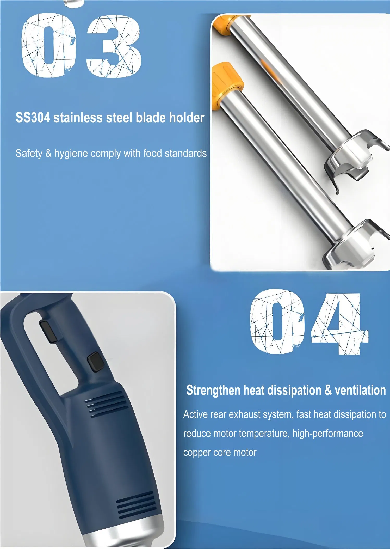 Food Blender Hand Mixer Commercial Mixing Rod Immersion Blender Egg Beater Egg-Whisk