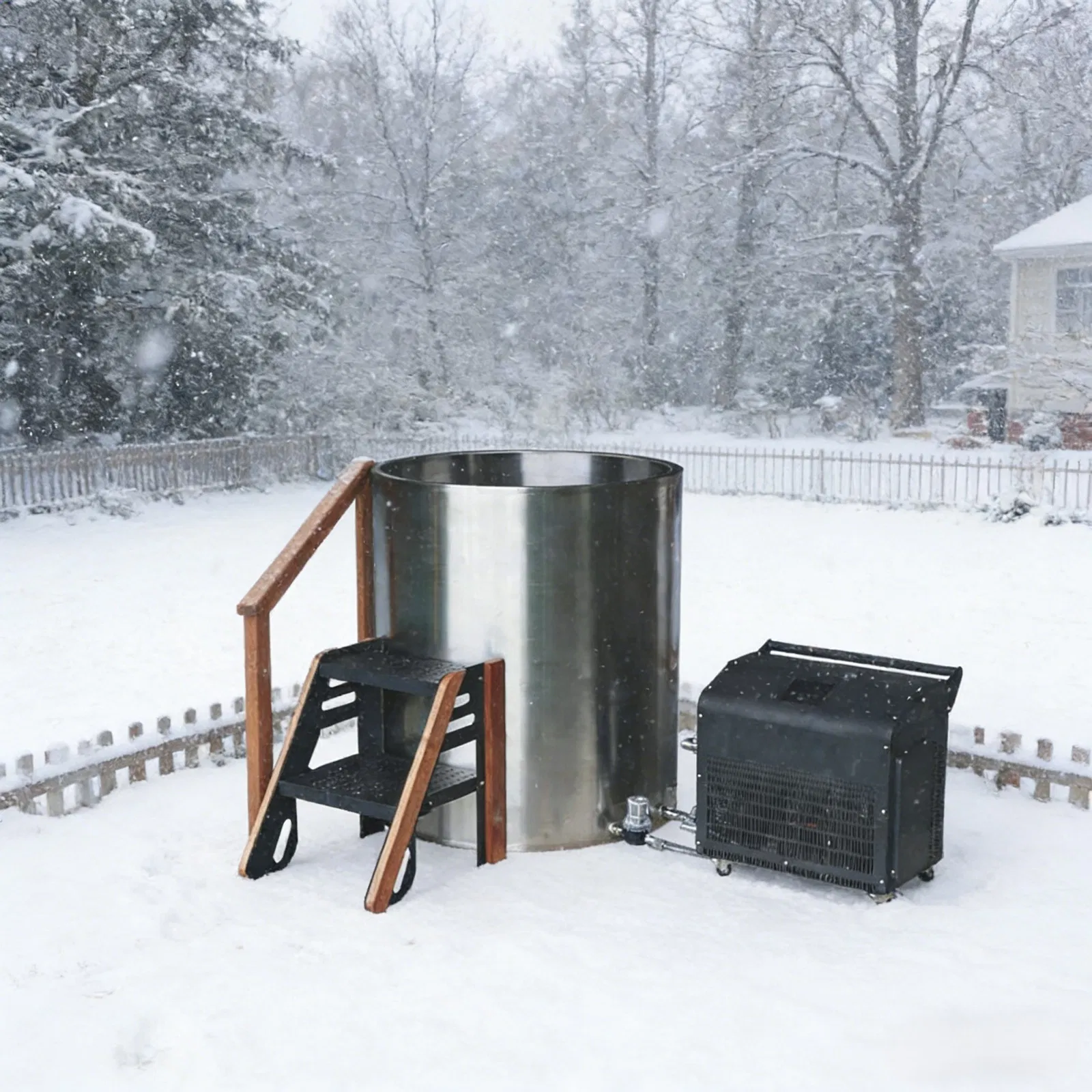 Портативная ванна для ледяной бани из кедра со стальной вставкой