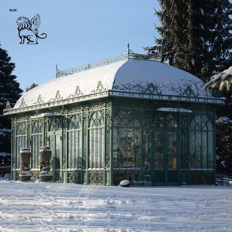 Custom 18*12*H6m Popular Design Large Antique Metal Garden Gazebo Iron Green House Wedding Home Decor Sunroom