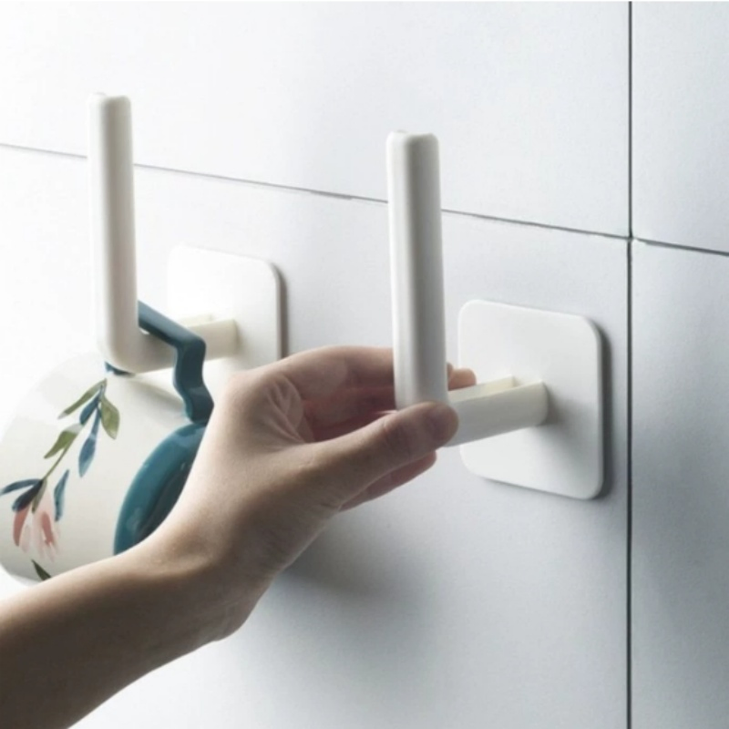 Hole-Free Plastic L-Shaped Strong Adhesive Multi-Functional Door Back Clothes Kitchen Clothes Hook