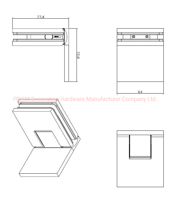 Forged Brass High-Grade Wall to Glass Glass Door Shower Room Hardware Accessories Bathroom Hinge Hinge Clip