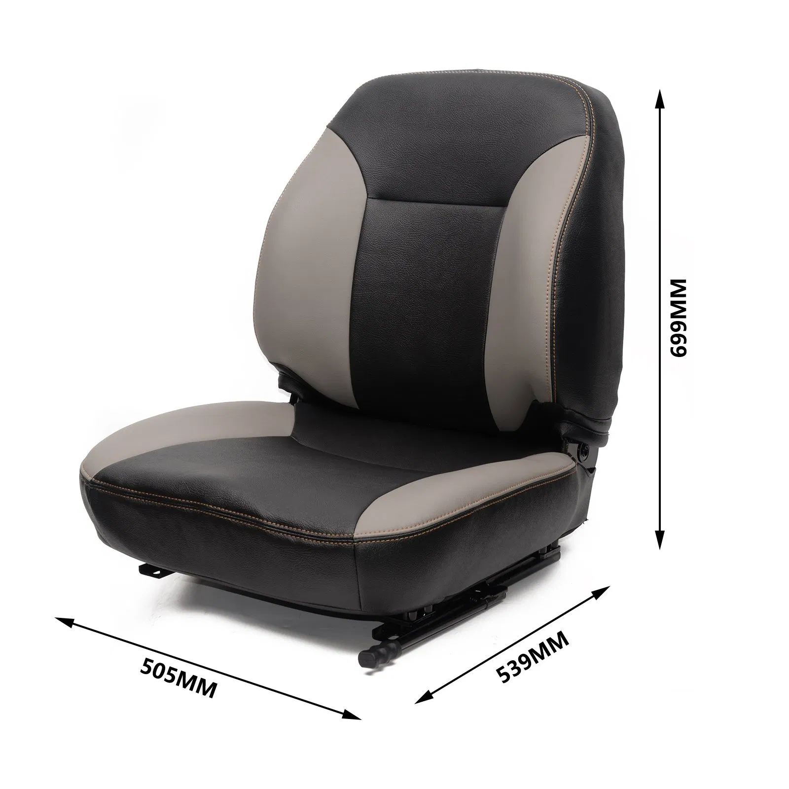 Replacement High-Back Steel Frame Tractor Seats with Heavy-Duty Black Vinyl Leather