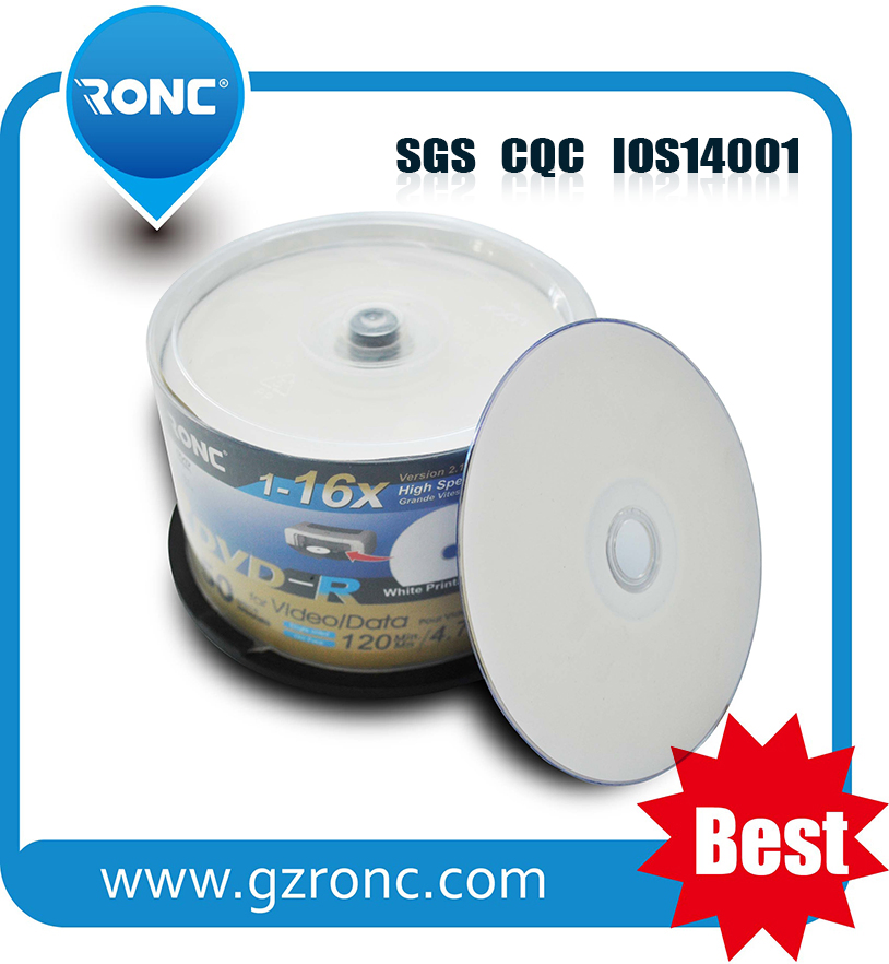 DVD-R диски 4.7GB белые для струйной печати, 50 шт