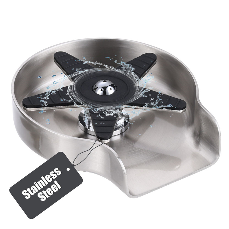 High Pressure Stainless Steel Glass Rinser Cup Cleaner with Drip Tray and Sustainable Design - Ideal for Bars, Restaurants, Cafes, and More!