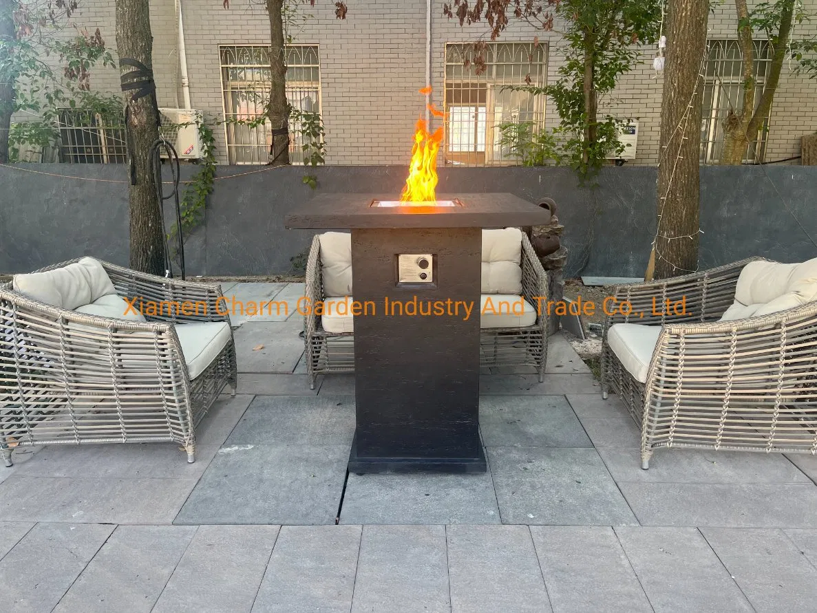 Concrete Grc Propane Gas Firepit Bar Table