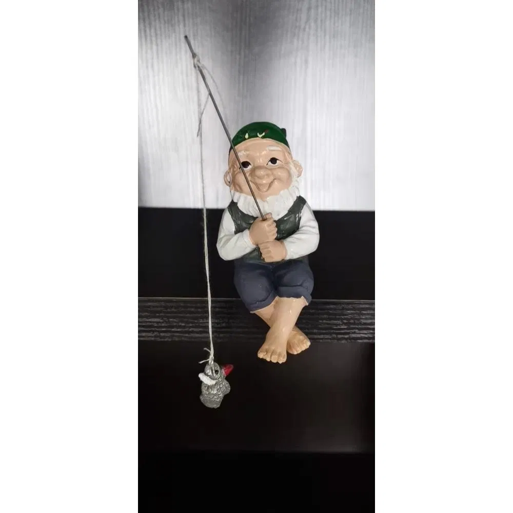 Fishing Dwarf Elf Figurines Yard Lawn Outdoor Gnome Garden Decor Ci18726