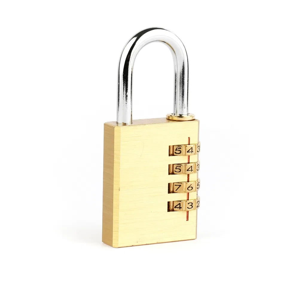 Yellow Brass Resettable 3-Digit Combination Luggage Padlock for Gift Box