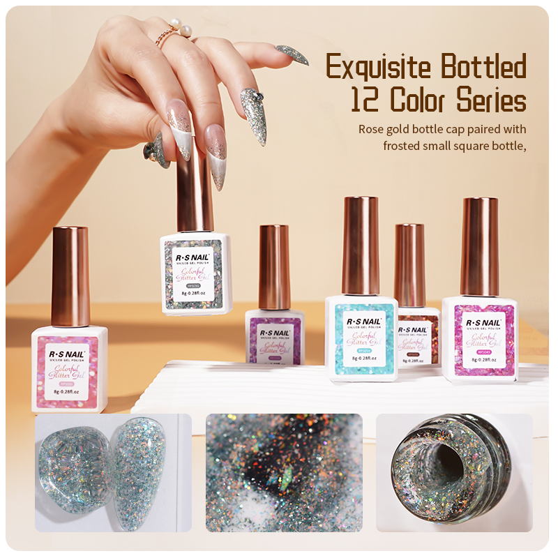 R S Nail OEM Wholesales Semipermanent Colorful Glitter 3 Step Gel Nail Paiting Gel Color UV LED Nails Function Gel Polish