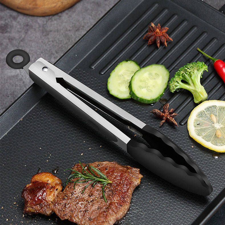 High-Temperature Resistant Stainless Steel Kitchen Tongs Silicone Tips, Kitchen Accessories