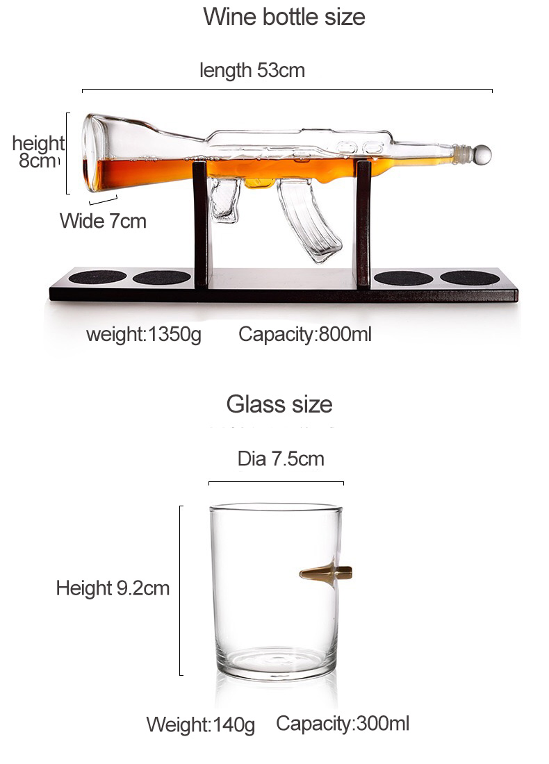 Handmade Clear Glass Wine Whiskey Decanter Set with Glasses
