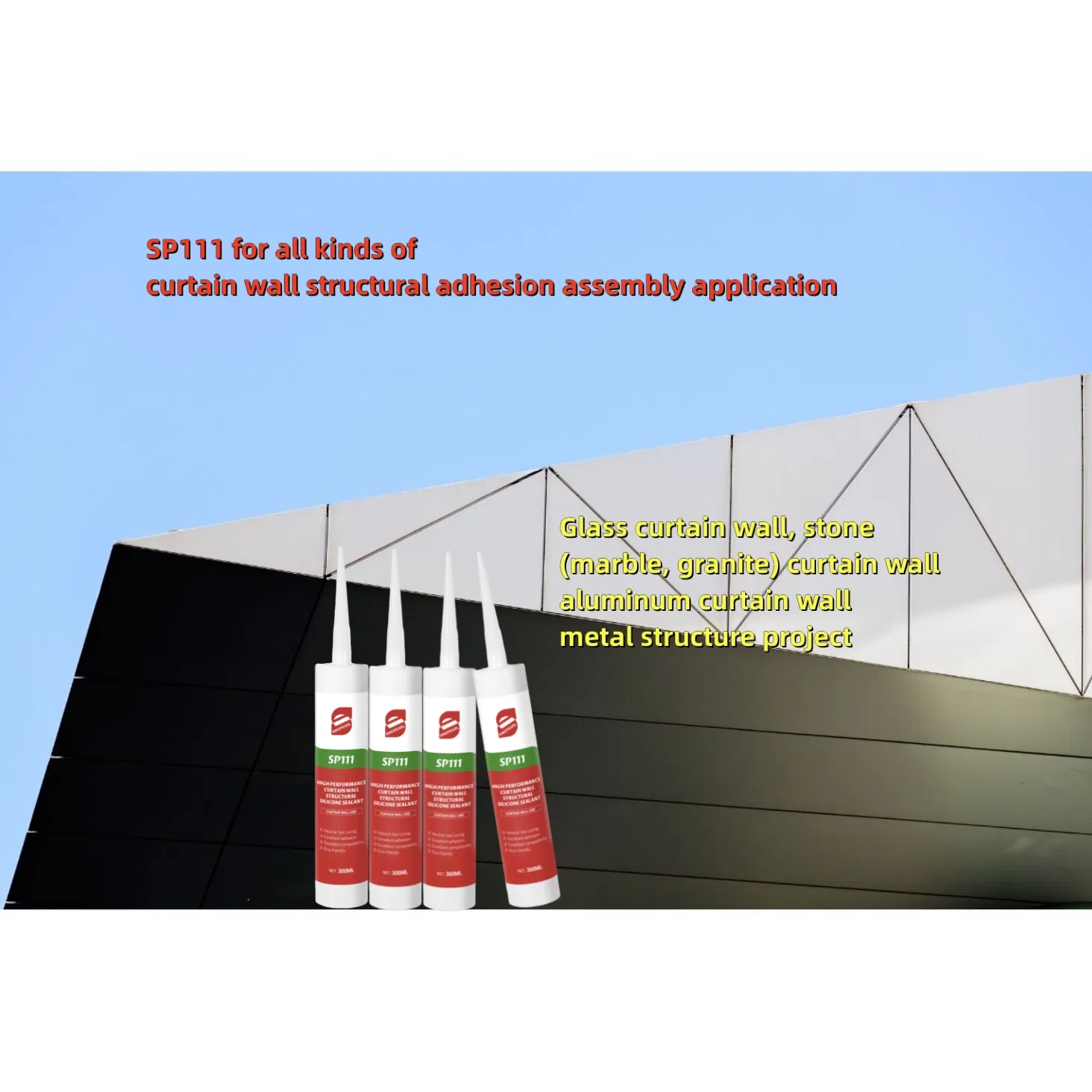 Sp111 Curtail Wall Structural Silicone Sealant Sealing Strong Bonding Strength Adhesive Easy Operatecold-Resistant, Heat-Resistant