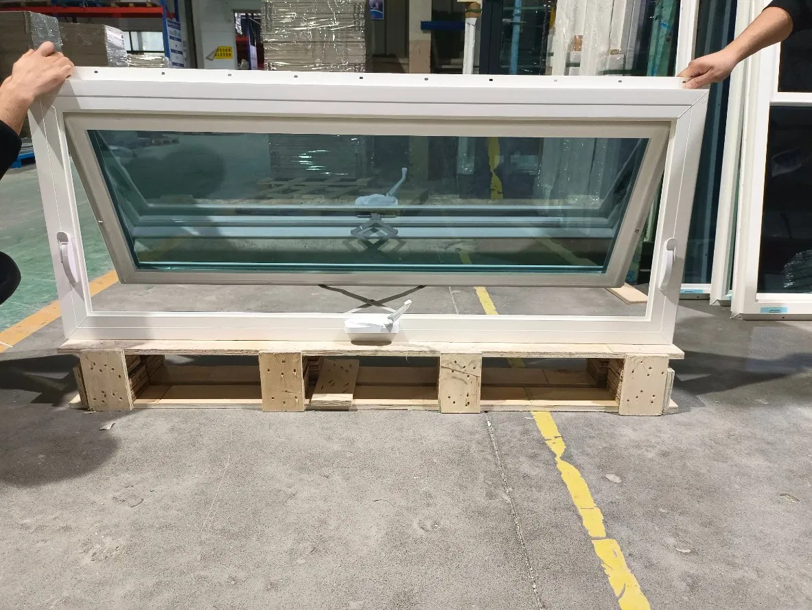 UPVC Hnad Cranck Awning Window Double Glass Window Clear Glass Window