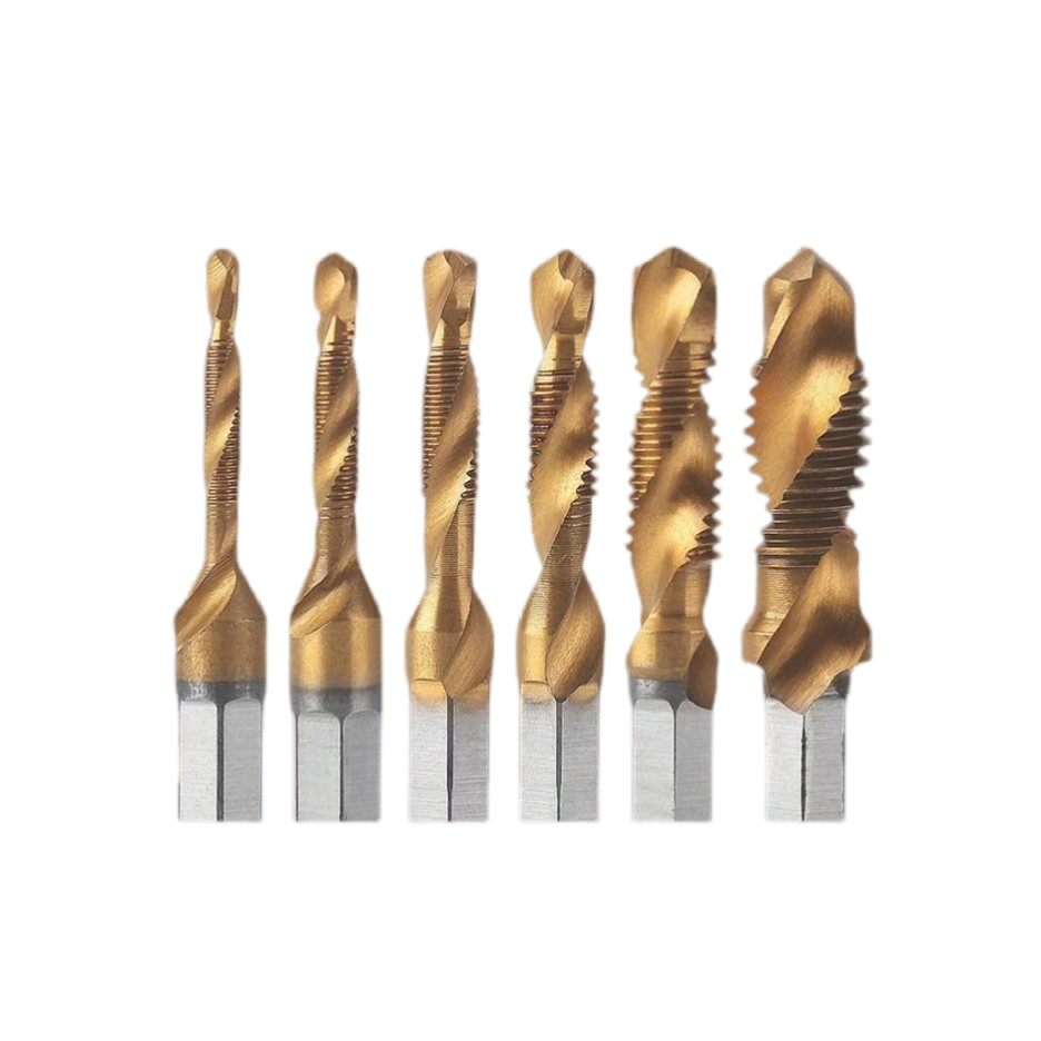 HSS Metric Hex Shank High Speed Steel Spiral Flute 2-In1 Combination Drill and Tap Bit Set M6 X 1.0
