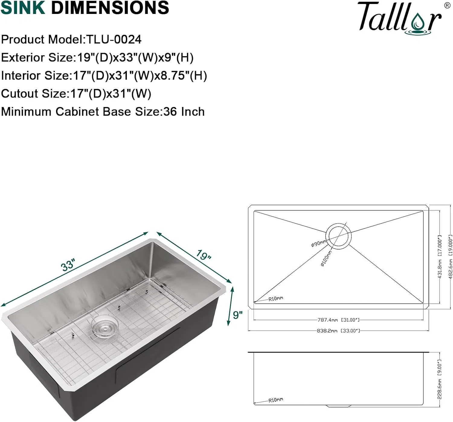 Custom Handmade Kitchen Sink Single Big Bowl 304 Stainless Steel Made
