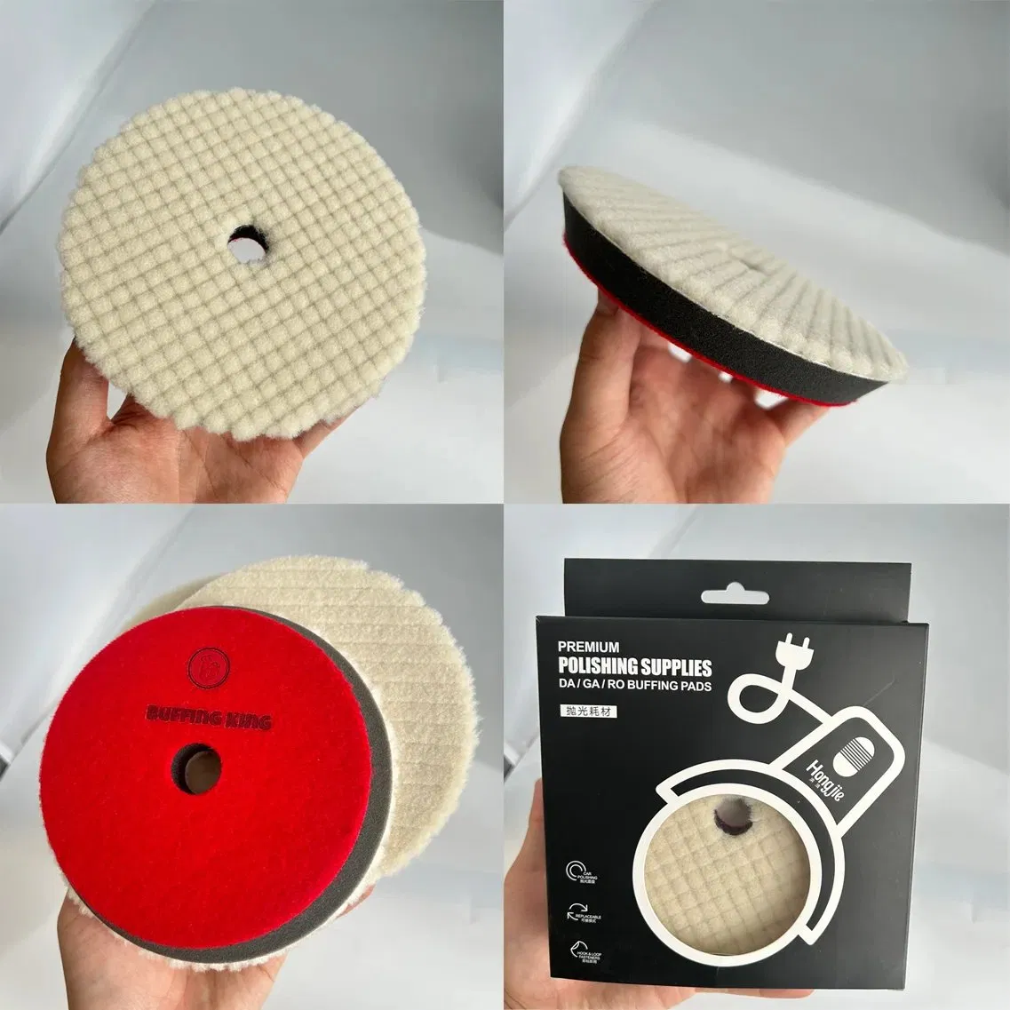 Buffing King 6inch Wool Cutting Pad Short Hair Wool Buffing and Polishing Pad for Heavy Cut Car Care