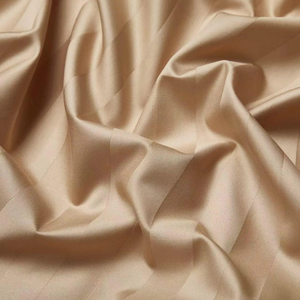 Gold 120-Count Cotton 3cm Satin Stripe Jacquard Quilt Cover Bed Sheets 4 Pieces Guangdong Luxury Bedding Set for Home Hotel