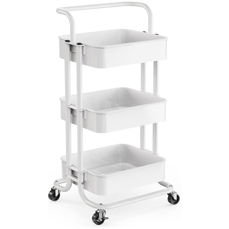 Best-Selling 3-Layer Modern Home Storage Rack with Hand Trolley - for Bathroom & Living Room