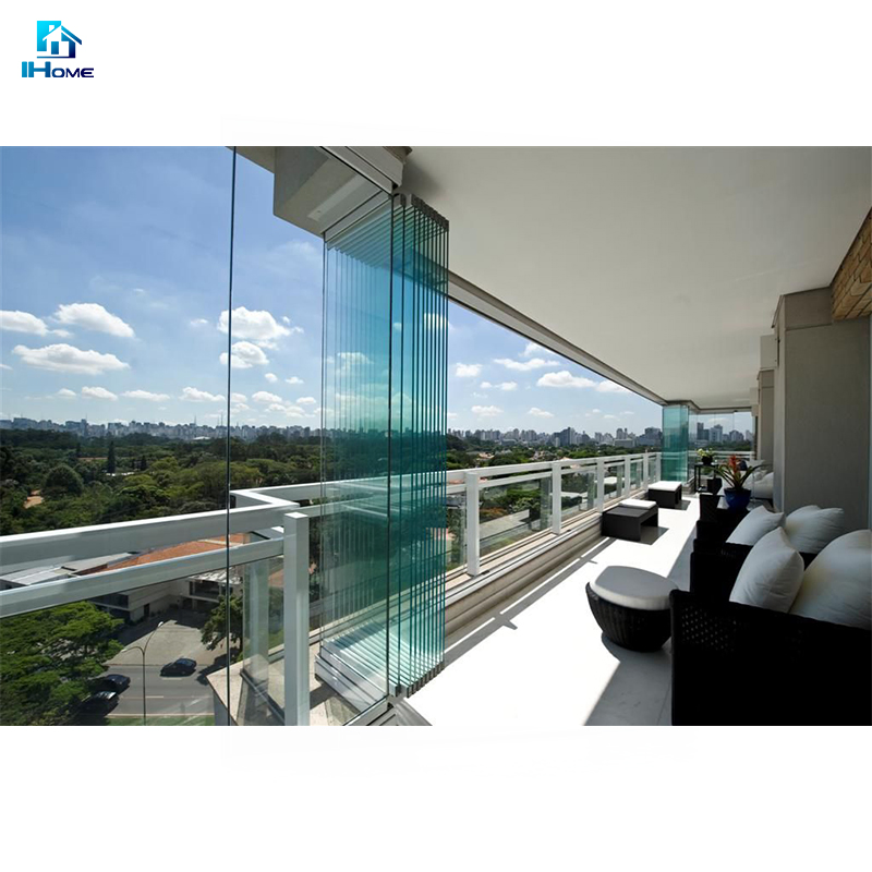 Aluminium Slim Folding Doors Frameless Exterior Glass Bifolding System Door