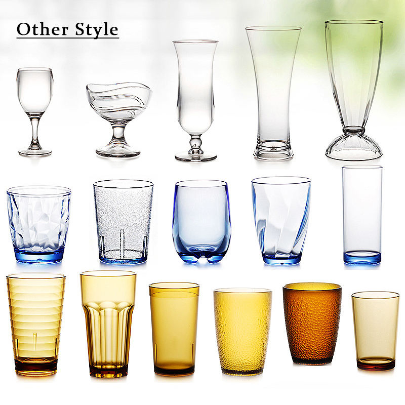 Custom Logo Clear Unbreakable Polycarbonate Glasses Drink for Restaurant Drinking Glass Reusable Plastic Cups