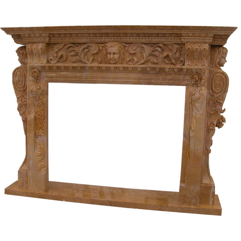 Europe Style Home Decor Surround Carved Natural Indoor Beige Marble Fireplace