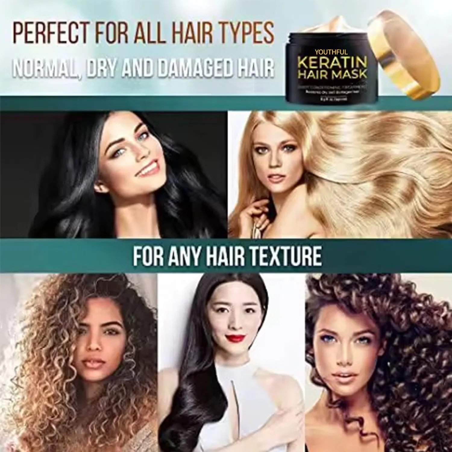 Sulfate Free Anti-Frizz Moisturizing Smoothing Keratin Creamy Collagen Hair Mask