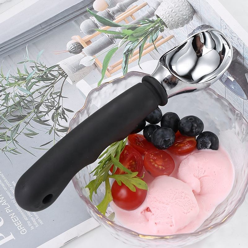 Wholesale Custom Silicone Handle Non-Slip Stainless Steel Spoons, Used for Ice Cream