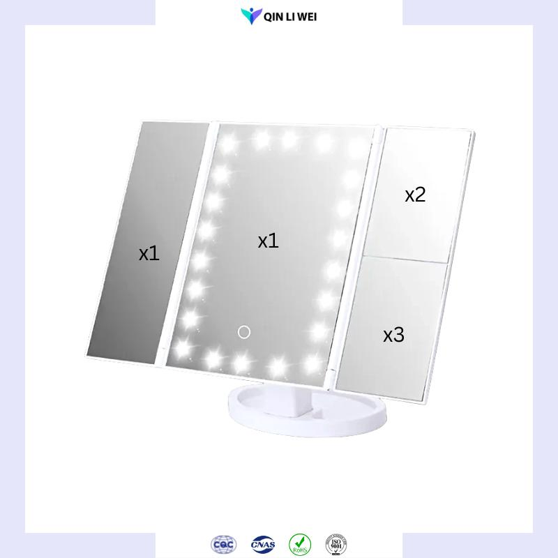 Tri Fold Vanity Mirror with LED Lights