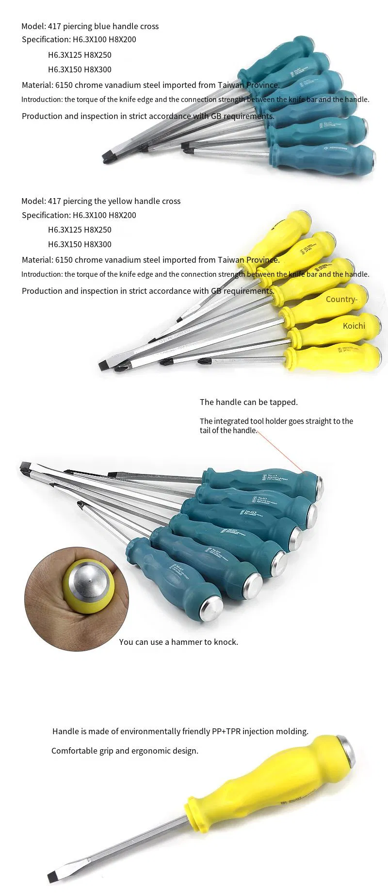 Premium Full Size Blue and Yellow Handle Screwdriver for Repairs