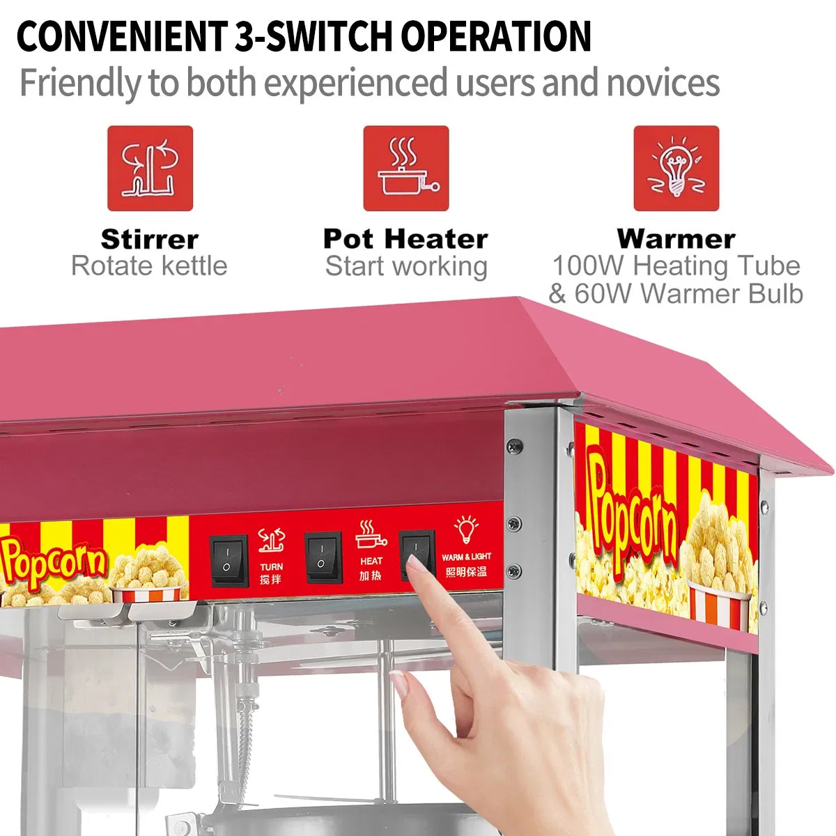Commercial Small Electric Flat Top Semi-Automatic Popcorn Machine