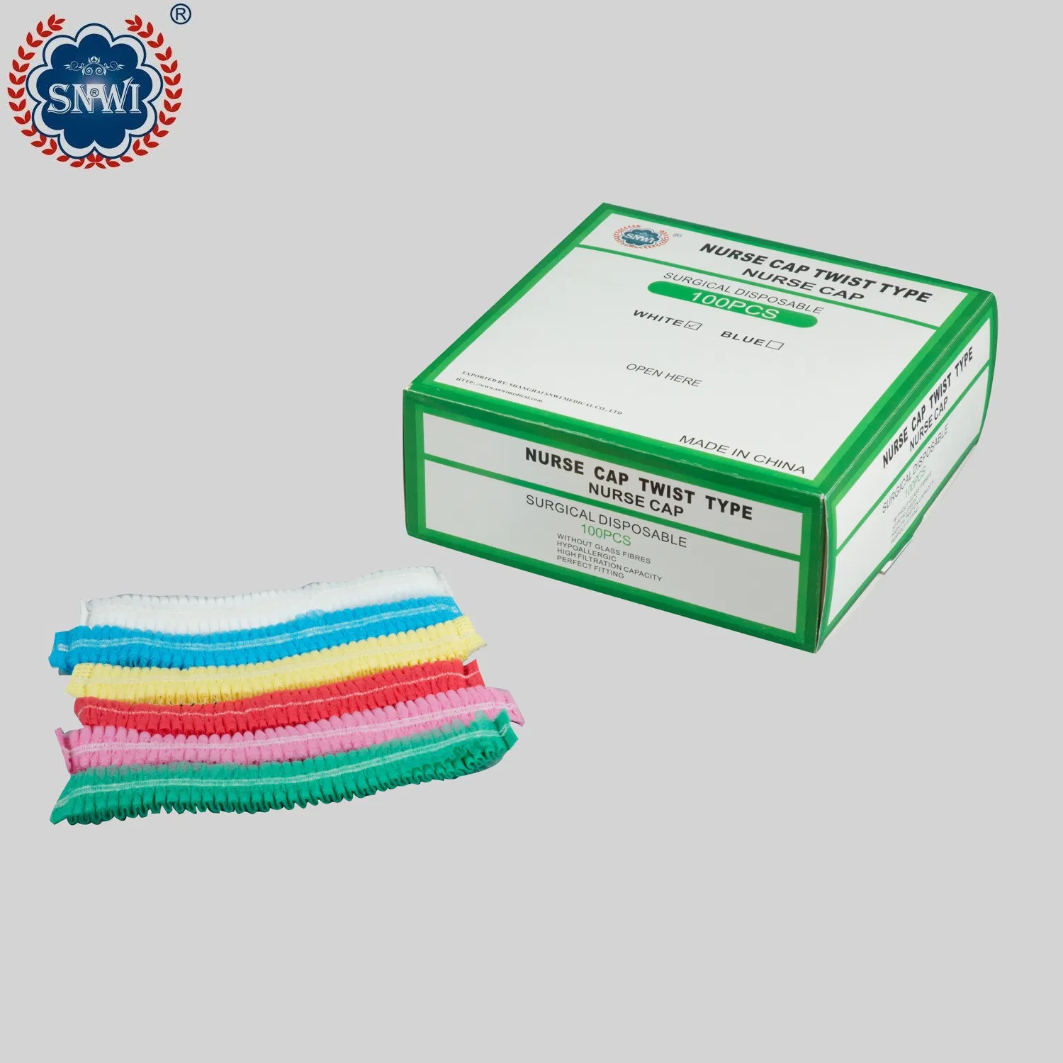 CE Disposable Nonwoven Strip Bouffant Head Cover Hair Net Nurse Mop Cap