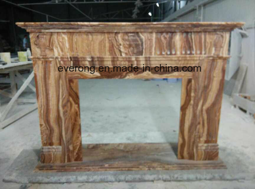 Popular Design Natural Stone Beige Marble Fireplace in Carving & Sculpture