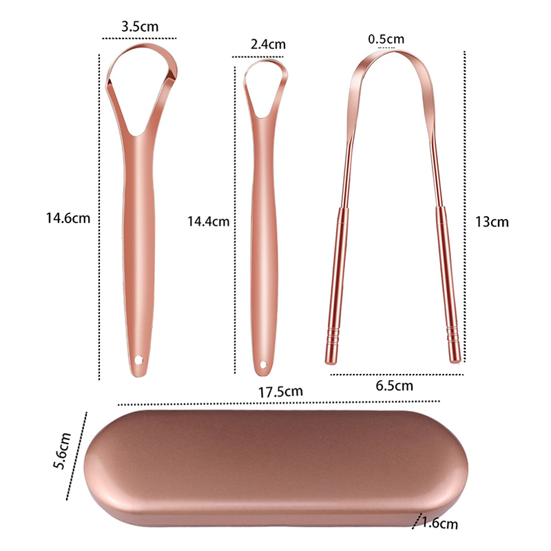 Silver-Colored Stainless Steel Tongue Scraper Set Tongue Coating Cleaner Fresh Breath