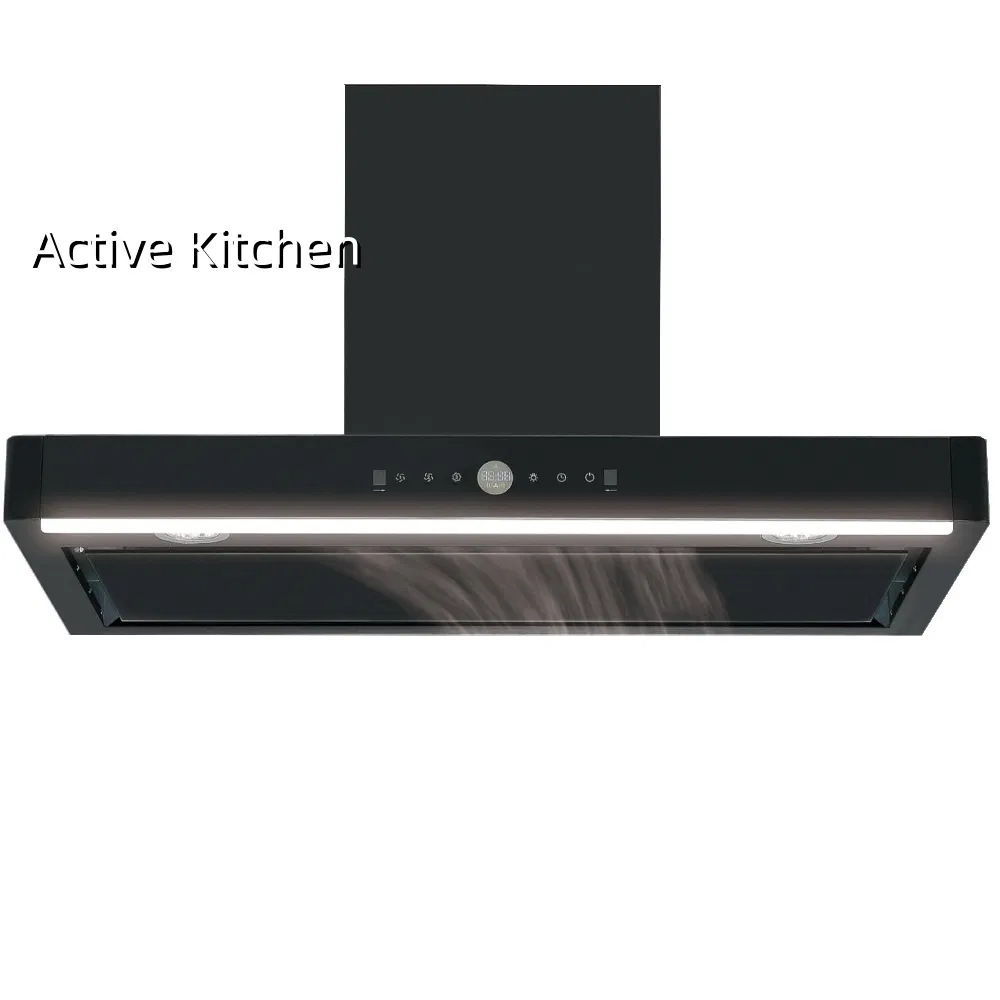Low Energy T-Type Machine Kitchen Range Hood Tempered Glass Smoke Exhaus Extractor
