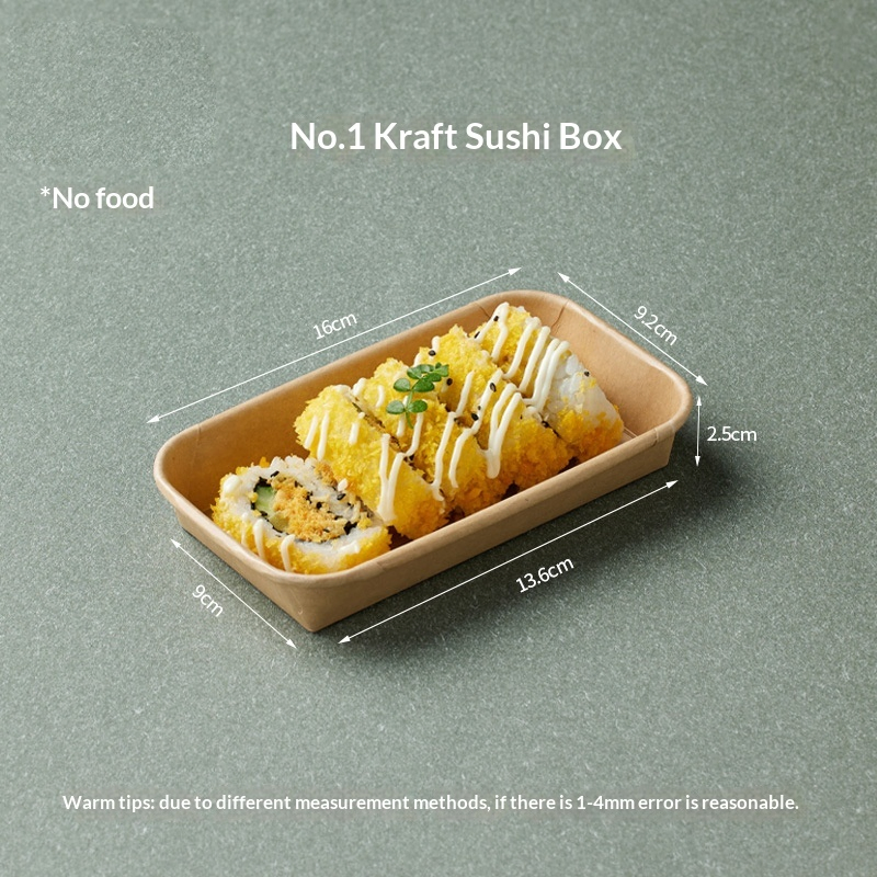 Eco-Friendly Custom Sushi Packaging Kraft Paper Box Disposable Food Box Lunchbox Lunch Box Sushi Packaging Houseware Kitchenware Sushi Packaging