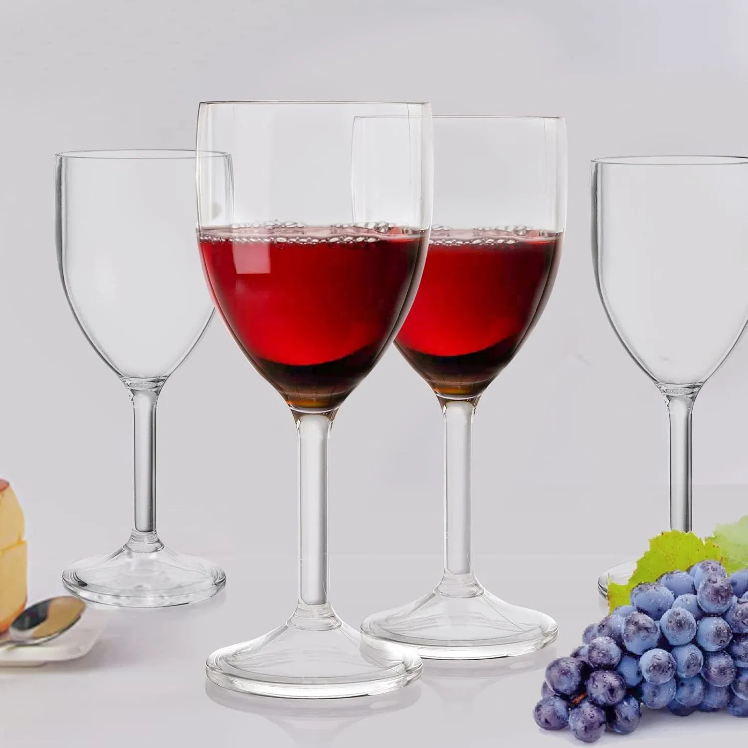 Unbreakable Clear Plastic Wine Goblets for Outdoor Use