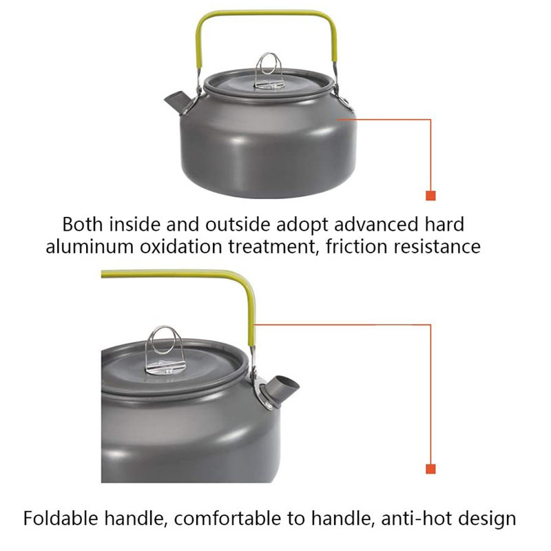 Outdoor Camping Cooking Water Kettle Pot Portable Travelling Hiking Picnic BBQ Tableware Cookware Teapot
