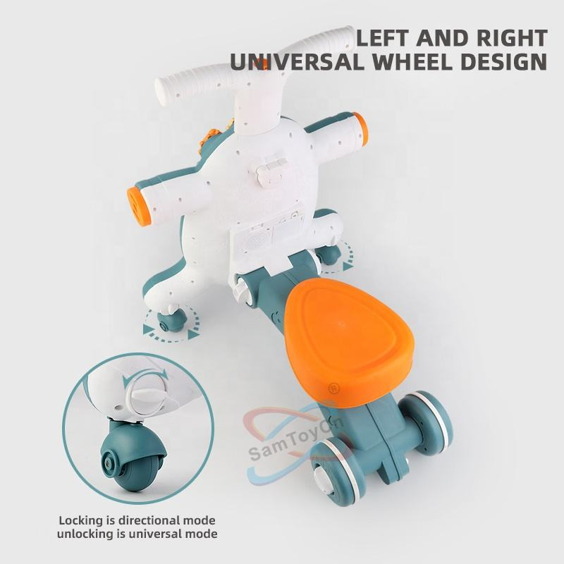 Samtoy 3 in 1 Electric Scooter Baby Walker Sit-to-Stand Learning Walker Kids Luxury Baby Stroller with Light and Music Baby Walker Baby Toy