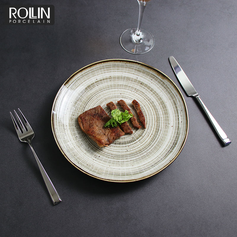 Rollin Porcelain Annul Ring Side Plates Dinnerware for Hotel and Restaurant