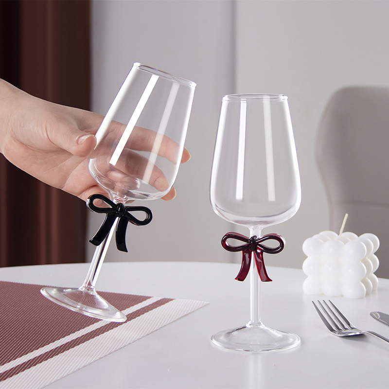 Custom Glassware Bow-Shaped Wine Glasses Tall Stemmed Wine Glasses Champagne Flutes Glass Cup