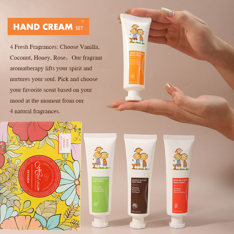 Fatazen Customize Logo 5og Vanilla/Cocnut/Honey/Rose Whitening Hand Cream Moisturizinq Skin Care Set OEM/ODM Low MOQ Body Cream