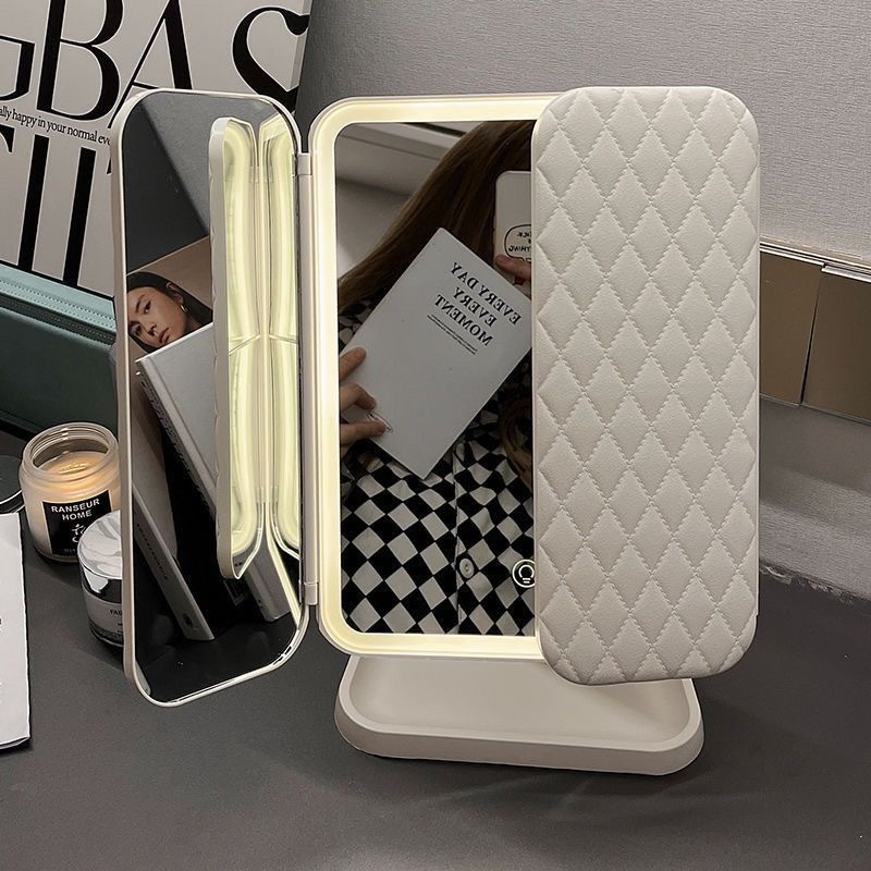 Wear-Resistant Fashionable Portable LED Jewelry Box with Tri-Fold Mirror